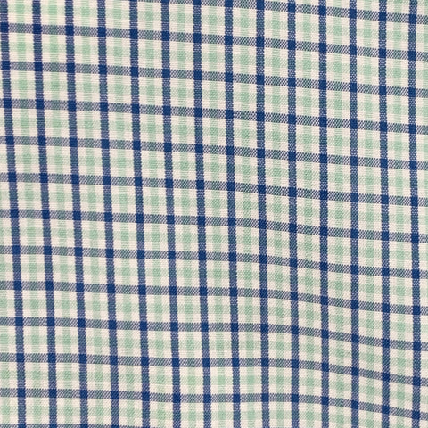 CHARVET Size M/L White Blue Green Checkered Cotton Long Sleeve Shirt