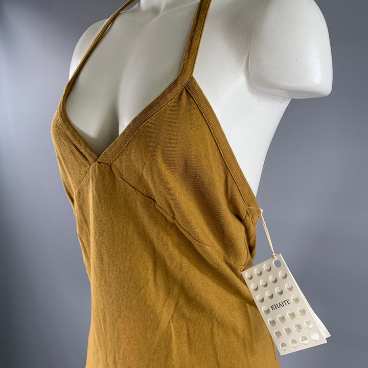 KHAITE Size L Brown Cotton Halter Top