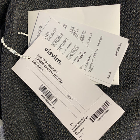 VISVIM Size M Black Brown Tweed Wool Linen Silk Notch Lapel Coat