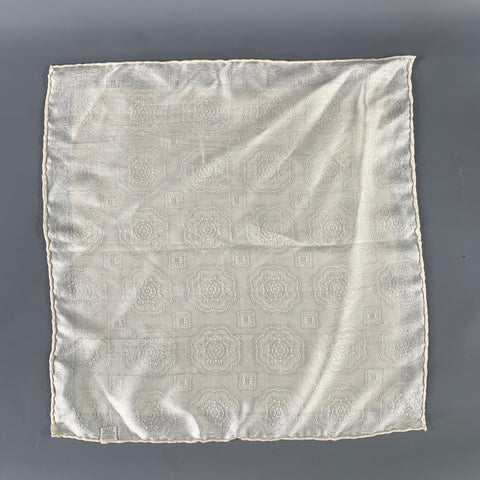 NO BRAND Cream Navy Paisley Silk Pocket Square