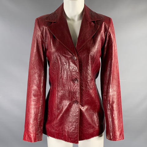 JOHN CARLISLE Size S Red Leather Solid Button Down Jacket