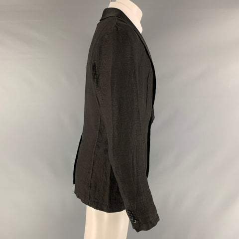 BARENA Taille 40 Manteau de sport à col châle en mélange de lin uni noir