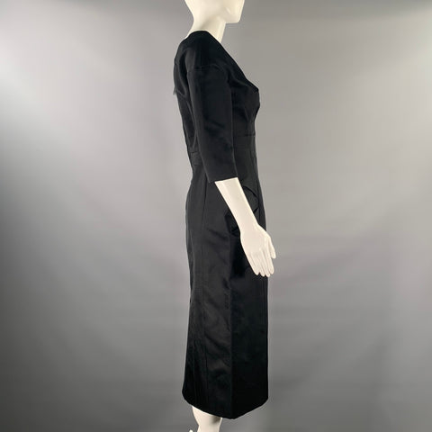 MARC JACOBS Size 0 Black Silk Sheath Knee-Length Dress