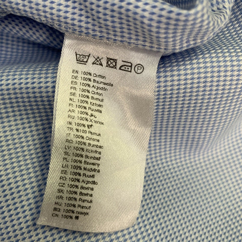 ETON Size M White Light Blue Cotton Long Sleeve Shirt