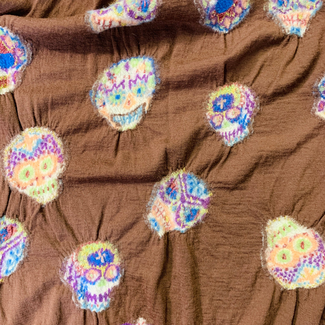 KAPITAL Brown Multi Color Sugar Skull Wool Scarf