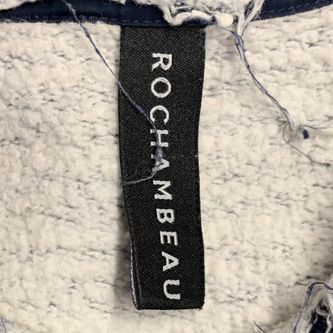 ROCHAMBEAU Size XL Navy White Cotton Polyester Raw Edge T-shirt