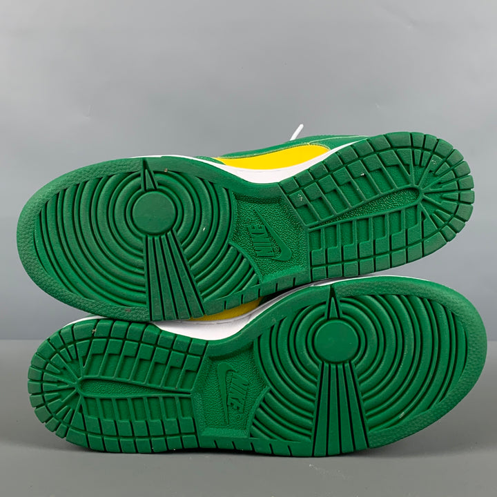 NIKE Size 6Y Yellow Green Color Block Leather Low Top Sneakers