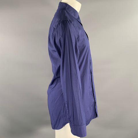 MAISON MARGIELA Size L Blue Reversed Pocket Long Sleeve Shirt