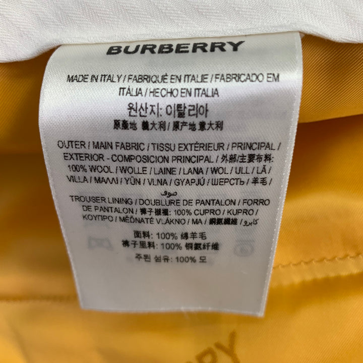 BURBERRY SS23 Size 40 Yellow Wool Double Breasted Peak Lapel Single Snap Suit