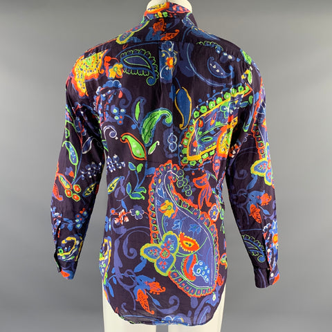 RALPH LAUREN Size M Navy Blue Floral Paisley Long Sleeve Shirt