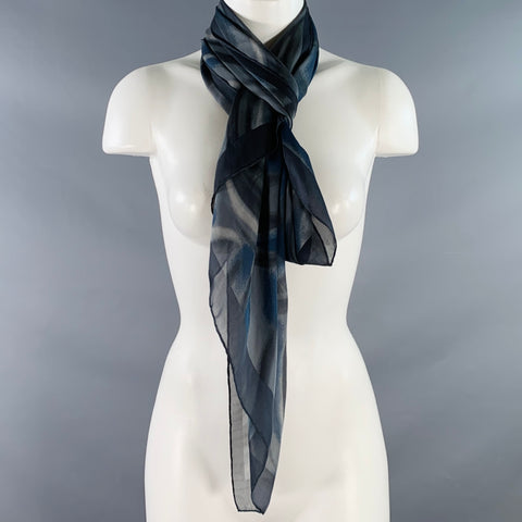 VINTAGE Black Grey Abstract Pattern Scarf Shawl