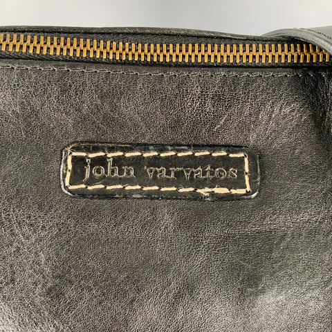 JOHN VARVATOS Black Leather Overlay Cross Body Bag