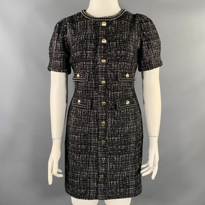 KARL LAGERFELD Size 8 Black White Short Sleeve Knee-Length Dress