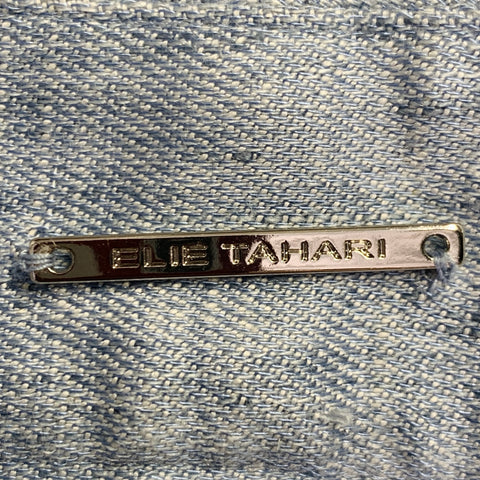 ELIE TAHARI Size 4 Blue Heather Linen Blend Flat Front Casual Pants