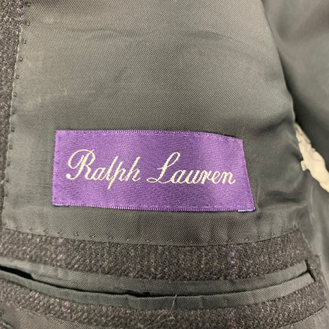 RALPH LAUREN Purple Label Size 44 Black Purple Window Pane Wool Notch Lapel Sport Coat