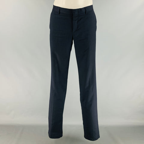 GUCCI Size 34 Navy Textured Wool Flat Front Casual Pants
