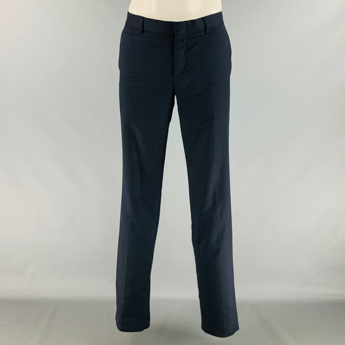 GUCCI Size 34 Navy Textured Wool Flat Front Casual Pants