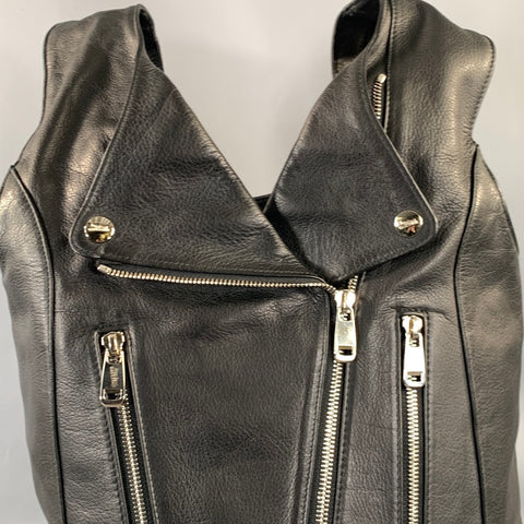 JEAN PAUL GAULTIER Black Silver Leather Bucket Bags