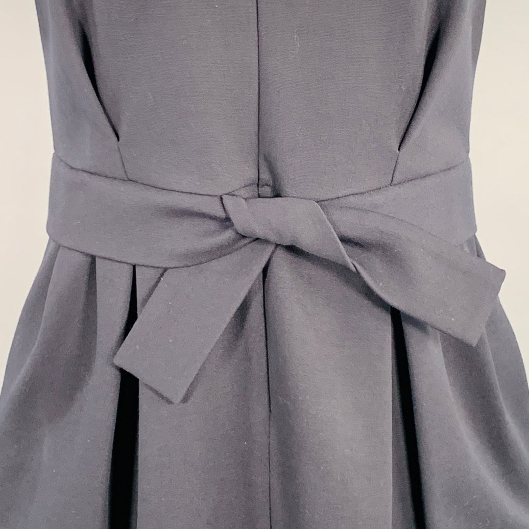 ARMANI COLLEZIONI Size 4 Navy Viscose Blend Pleated Zip Up Dress
