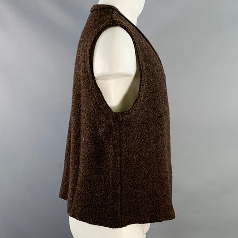 DANIEL CLEARY Size M Brown Heather Knit Acrylic Blend V-Neck Vest