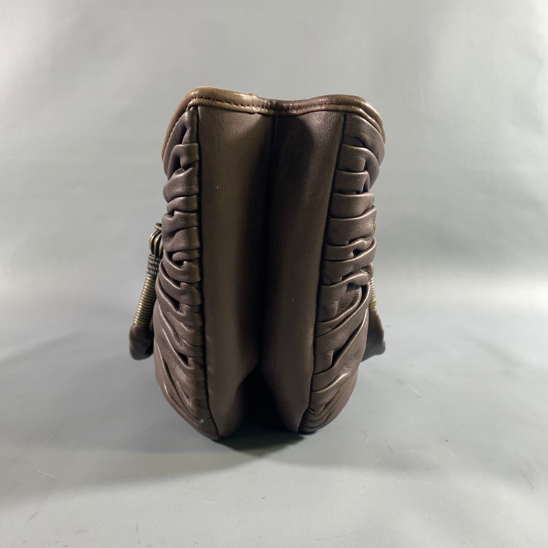 DIOR Brown Yellow Pleated Lambskin Leather Bags