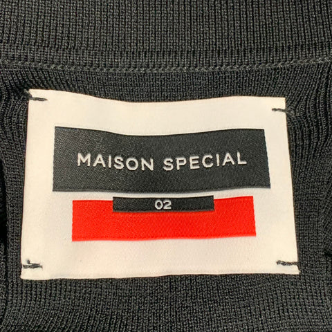 MAISON SPECIAL Limited Edition Size M Black Perforated Rayon Blend Oversized Polo