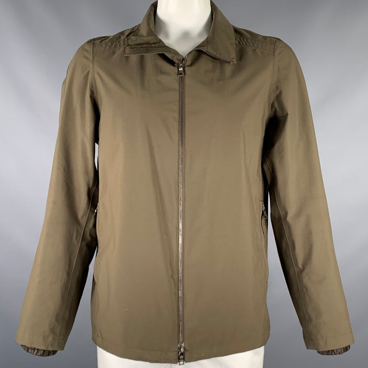 PRADA Size 44 Olive Green Polyester Nylon Zip Up Jacket