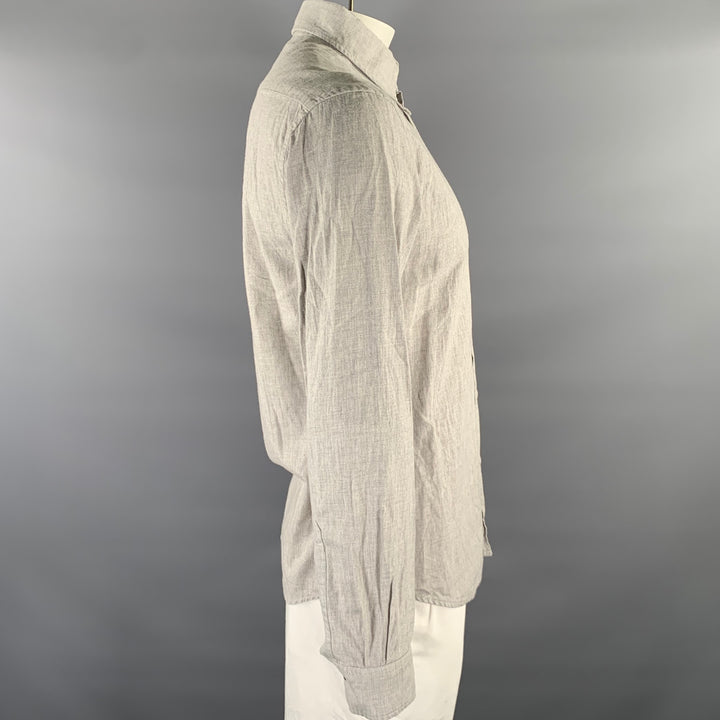 BARENA Size XL Grey Heather Cotton Button Down Long Sleeve Shirt