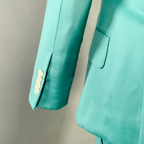 RICHFRESH Size 40 Green Wool Notch Lapel Suit