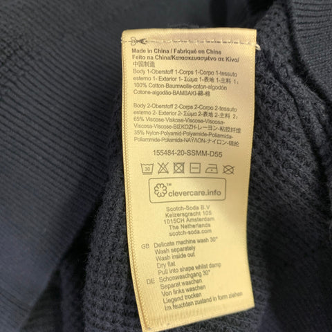 SCOTCH AND SODA Size M Navy Waffle Knit Cotton Half Placket Polo