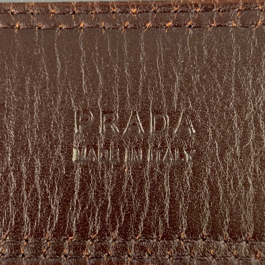 PRADA Size 38 Tan Brown Logo Canvas Leather Belt