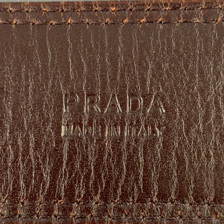 PRADA Size 38 Tan Brown Logo Canvas Leather Belt