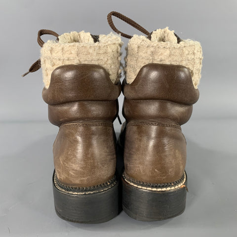 CHANEL Size 8 Brown Leather Distressed Ankle Boots