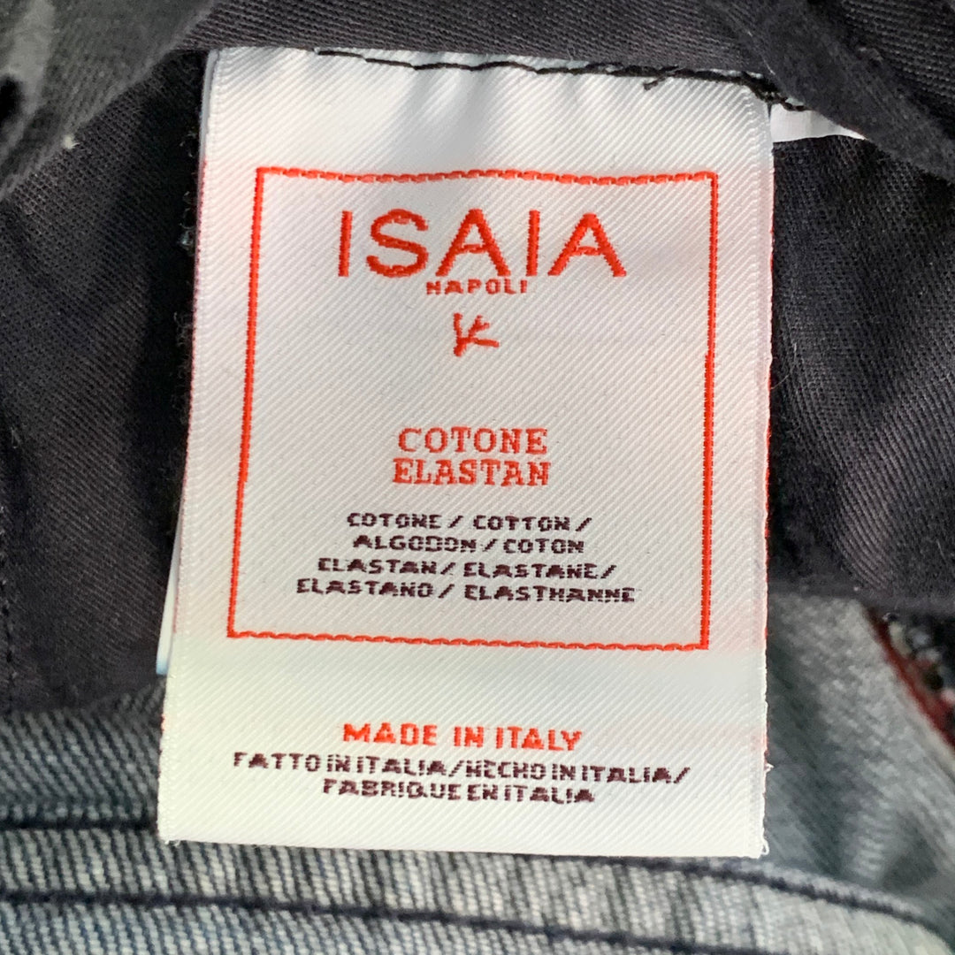 ISAIA Size 34 Blue Cotton Selvedge Twill Skinny Jeans