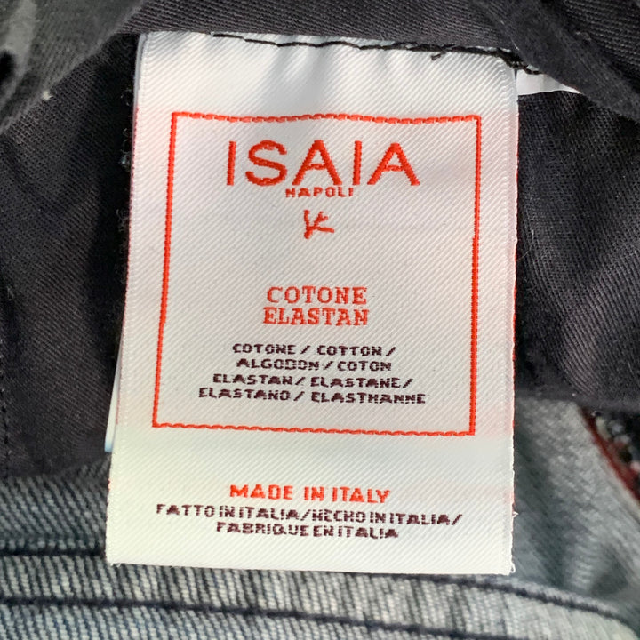 ISAIA Size 34 Blue Cotton Selvedge Twill Skinny Jeans
