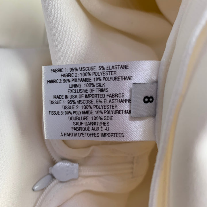 PROENZA SCHOULER Size 8 Cream Black Viscose Blend Ruffle Cocktail Dress