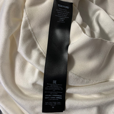 TOM FORD Size XL White Knitted Silk Cupro Hanley Pullover