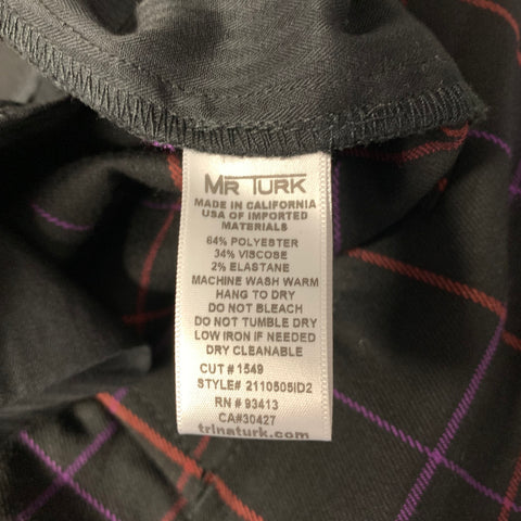 MR TURK Size 36 Black Red & Purple Window Pane Polyester Blend Wide Leg Shorts