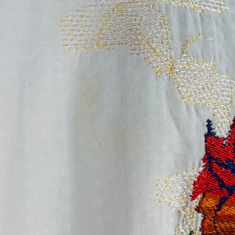 ROBERT GRAHAM Size XL Cream Multi Color Embroidery Cotton Long Sleeve Shirt
