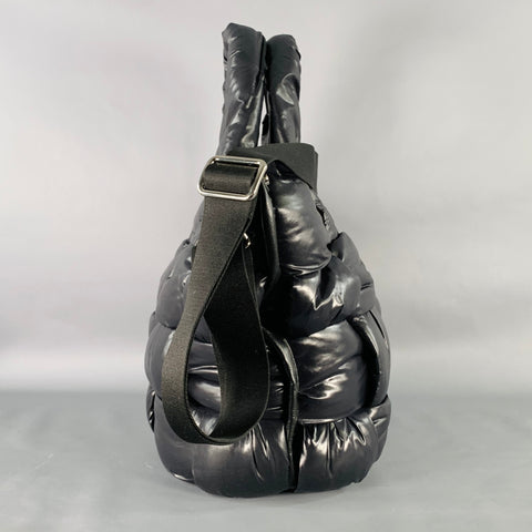 ROBERTA GANDOLFI Large Black Puffy Quilted Nylon Woven Tote Handbag
