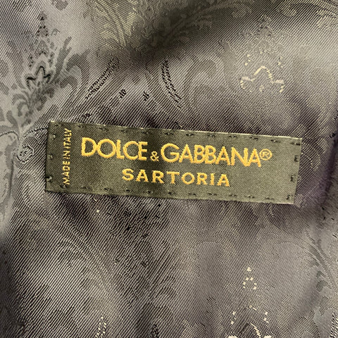 DOLCE & GABBANA Size 44 Black Green Blue Jacquard Polyester Suit