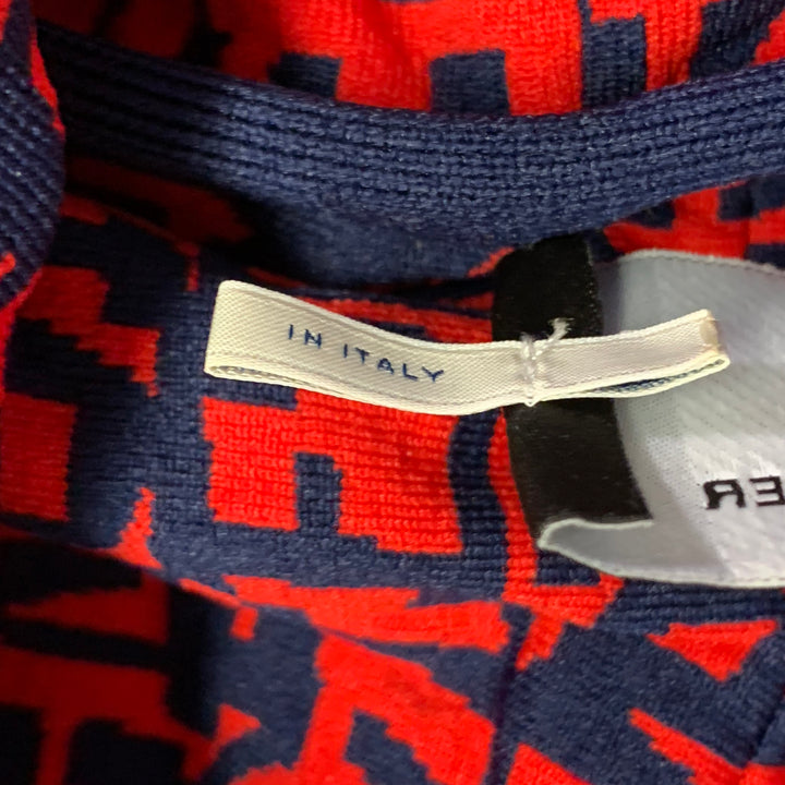 MONCLER GRENOBLE Size L Red Navy Logo Polyamide Hooded Sweatshirt