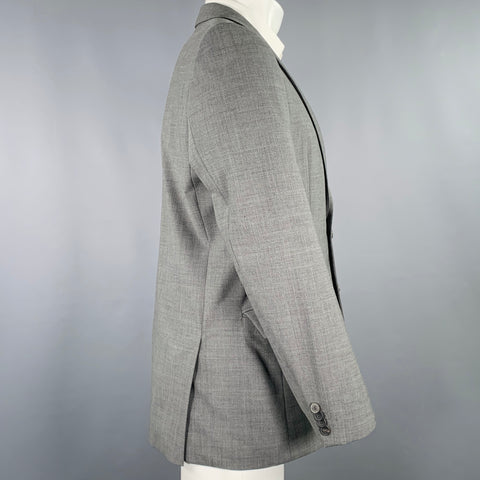 HUGO BOSS Size 38 Grey Virgin Wool Blend Single Breasted Sport Coat