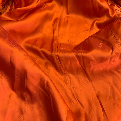 MSGM Size S Orange Cotton Velvet Double Breasted Peak Lapel Jacket Blazer