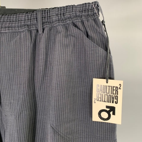 JEAN PAUL GAULTIER Size 32 Navy White Pinstripe Relaxed Fit Casual Pants