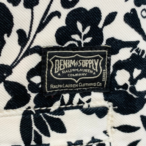 DENIM & SUPPLY Size 30 White Black Abstract Floral Skull Cotton Bermuda Shorts