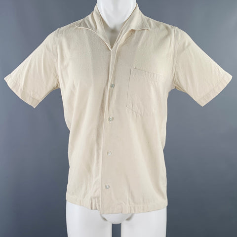 Chemise CMMN en coton crème à manches courtes et une poche, taille M