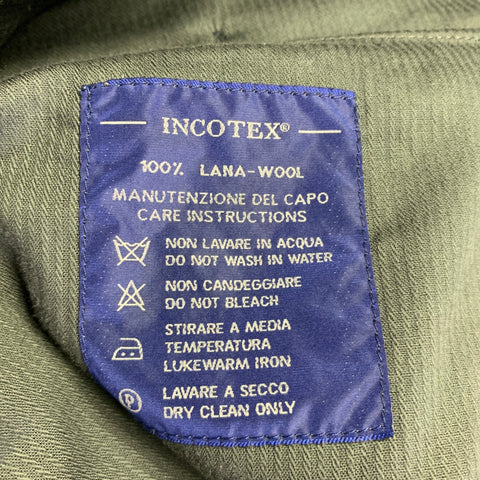 INCOTEX Size 34 Black Wool Flat Front Dress Pants