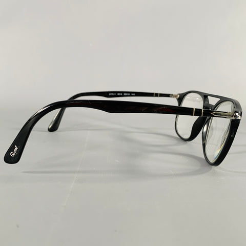 PERSOL Black Acetate Aviator Eyeglasses Frames