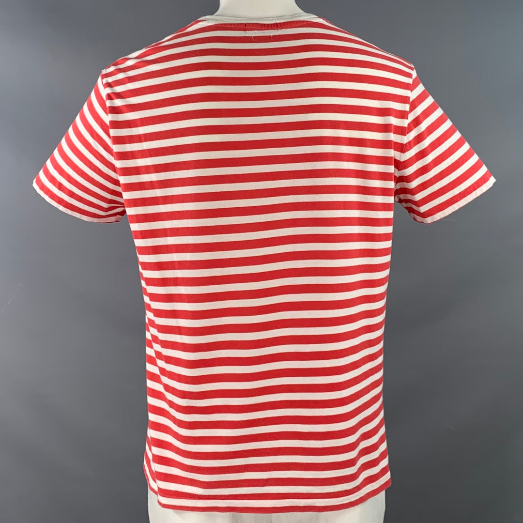 POLO by RALPH LAUREN Size L Red White Stripe Classic Fit Short Sleeve T-shirt